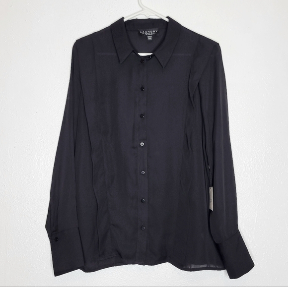 Laundry By Shelli Segal Tops - Laundry by Shelli Segal Sheer Black Button-up Shirt Women's Size Small New